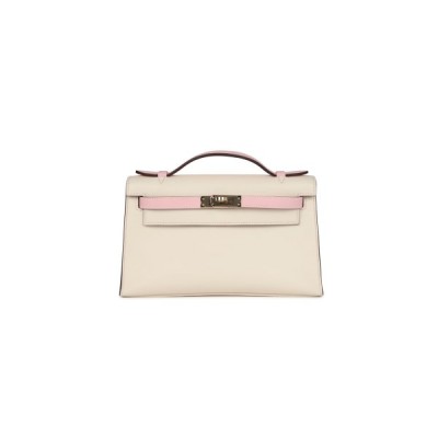 HERMÈS MASTER KELLY POCHETTE NATA AND ROSE SAKURA SWIFT (22*14*7cm)