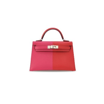 HERMÈS MINI KELLY II RED IN LEATHER EPSOM THREE COLOR COMBINATIONS (19*12*5.5cm)