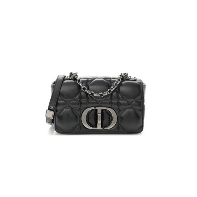 DIOR CALFSKIN MACROCANNAGE SMALL CARO BAG BLACK (20*12*7cm)