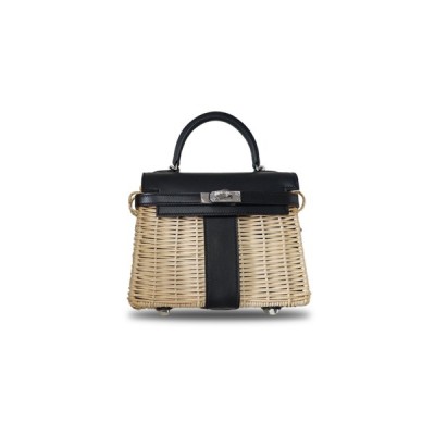 HERMÈS MASTER OSIER MINI PICNIC KELLY 20 WITH PALLADIUM HARDWARE (20*14*8cm)