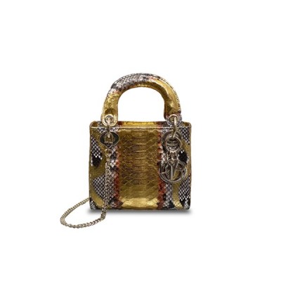 DIOR SNAKESKIN MINI LADY DIOR BAG  (17*15*7cm)