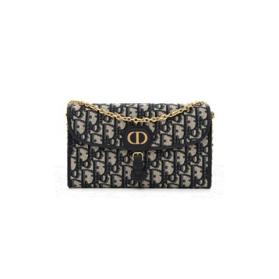 DIOR OBLIQUE BOBBY EAST WEST POUCH BLUE (22*12*3.2cm)