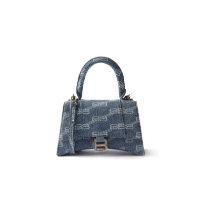 BALENCIAGA BLUE HOURGLASS MONOGRAMMED DENIM BAG MATCHESFASHION US (22.5*13.4*9.5cm)