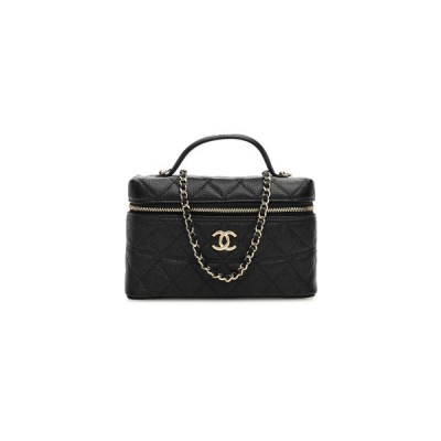 CHANEL CAVIAR QUILTED LONG CC VANITY CLUTCH WITH CHAIN BLACK (19.5*17*5cm)