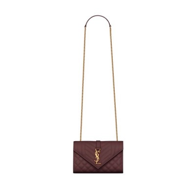 YSL ENVELOPE SMALL BAG IN MIX MATELASS&amp;EACUTE; GRAIN DE POUDRE EMBOSSED LEATHER 600195BOW916475 (21*13*6cm)