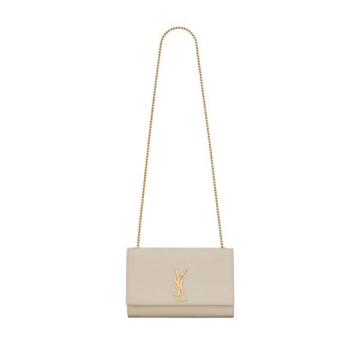 YSL KATE MEDIUM CHAIN BAG IN GRAIN DE POUDRE EMBOSSED LEATHER 364021BOW0J9207 (24*14.5*5.5cm)