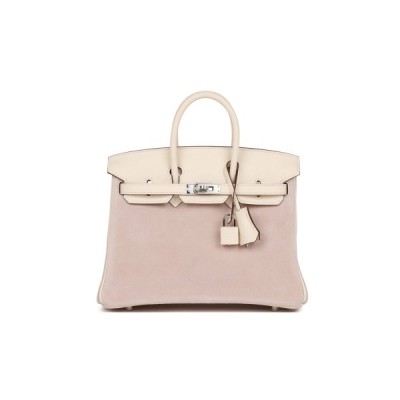 HERMES BIRKIN 25 GLYCINE GRIZZLY AND NATA SWIFT PALLADIUM HARDWARE (25cm)