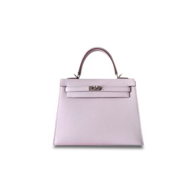HERMÈS KELLY 25 EPSOM FANTASY PURPLE SILVER BUCKLE (25*17*7cm)