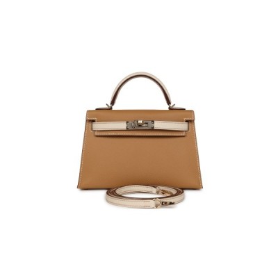 HERMÈS MASTER MINI KELLY II EPSOM BISCUIT AND CRAIE EPSOM PERMABRASS (19*12*5.5cm)