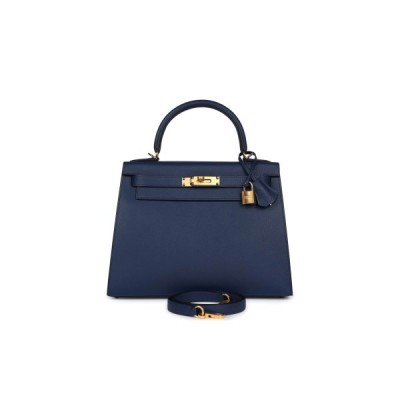 HERMÈS MASTER KELLY SELLIER 28 BLEU EPSOM GOLD HARDWARE (28*22*10cm)