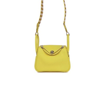 HERMES MINI LINDY LIME CLEMENCE PALLADIUM HARDWARE (19*12.5*9)