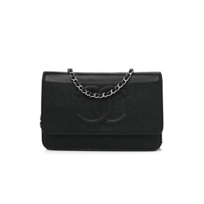 CHANEL CAVIAR TIMELESS CC WALLET ON CHAIN WOC BLACK (19*13*3cm)