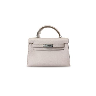 HERMÈS MINI KELLY II EPSOM FANTASY PURPLE SILVER BUCKLE (19*12*5.5cm)