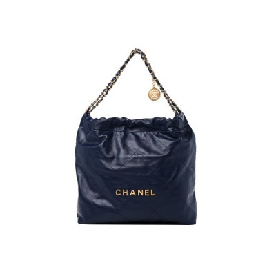CHANEL MASTER SHINY CALFSKIN QUILTED CHANEL 22 NAVY BLUE (42*39*8cm)