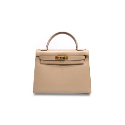 HERMÈS MASTER KELLY 28 BOX TRENCH COAT GREY GOLD BUTTONS (28*22*10cm)