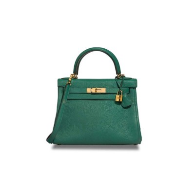 HERMÈS MASTER KELLY 25 MALACHITE GREEN GOLD BUCKLE (25*17*7cm)