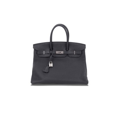 HERMES MASTER BIRKIN 35 TOGO LEATHER BLACK SILVER BUCKLE BAG H028369CK89 (35*28*18cm)