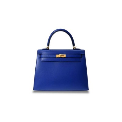 HERMÈS MASTER KELLY 25 BOXES OF ELECTRO-OPTICAL BLUE GOLD BUCKLES (25*17*7cm)
