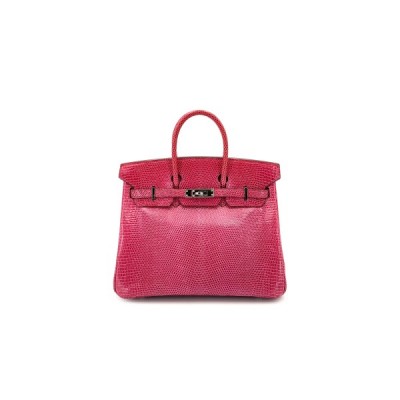 HERMES BIRKIN 25 FUCHSIA LIZARD PHW (25*18*14cm)