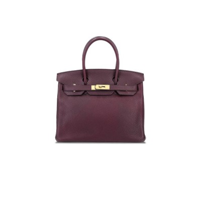 HERMÈS BIRKIN 30 TOGO LEATHER BURGUNDY GOLD BUCKLE BAG 8575895581 (30*22*15cm)