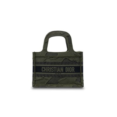 DIOR CANVAS EMBROIDERED CAMOUFLAGE MINI BOOK TOTE GREEN  (23*15*5.7cm)