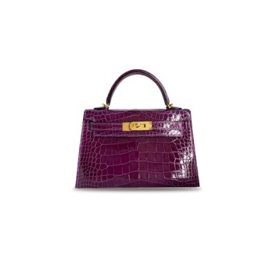 HERMÈS MASTER MINI KELLY II SHINY CROCODILE LEATHER (19*12*5.5cm)