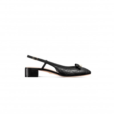 DIOR BALLET SLINGBACK PUMP BLACK QUILTED CANNAGE CALFSKIN KCB968CQC_S900