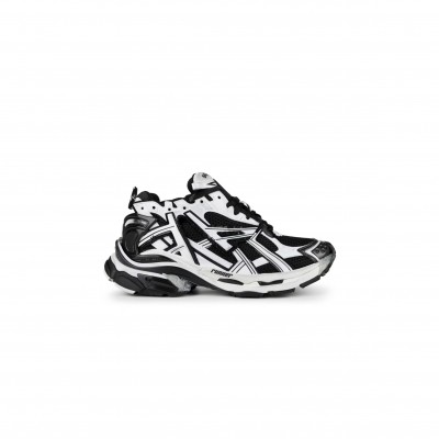 BALENCIAGA WHITE &amp; BLACK RUNNER SNEAKERS 677403W3RB29010