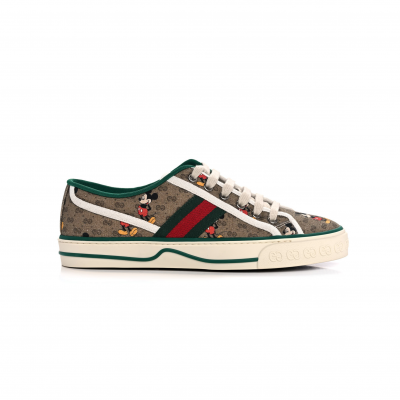 GUCCI X DISNEY MINI VINTAGE GG SUPREME MONOGRAM MICKEY MOUSE 1977 TENNIS SNEAKERS